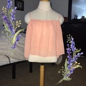 Salmon pink flowey spaghetti blouse😊💞💕